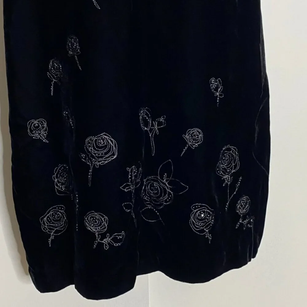 Laura Ashley velvet dress vintage black velvet sleeveless vintage 10 NWT lined